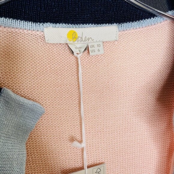 BODEN Milkshake Colourblock Cardigan Sz 6 NWT Pink Linen Open Front Sweater - Picture 5 of 6